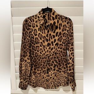 Dolce Gabbana Animal Print Silk Blouse, Shirt, Size IT 40, US 4